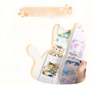 Detail of happy cat diary washi tape featuring hand-drawn kitten illustrations on diary paper