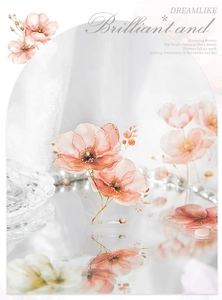 Gros plan d'autocollants floraux à l'aquarelle avec des détails de pétales roses et orange