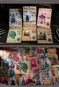 Detailed view of Gothic dark style scrapbook paper featuring skulls and vintage textures