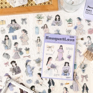 20pcs Forest Girl theme stickers featuring illustration figures and flowers for DIY journals