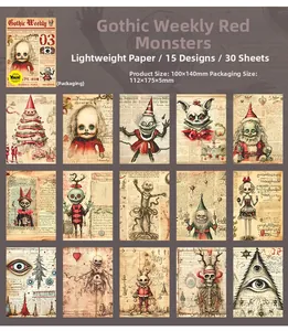Macro detail of Gothic Weekly aesthetic scrapbooking paper with vintage dark art patterns