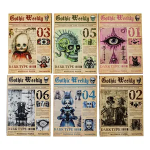Gothic Weekly dark material paper set for journaling featuring skull and vintage designs
