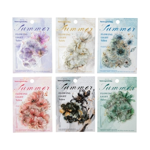 Lot de 6 paquets d'autocollants fleurs PET vintage pour scrapbooking styles aquarelle