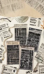 Détail d'autocollants PET de style journal vintage pour décoration de journal DIY