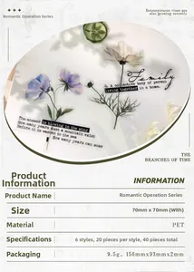 Detail view of Romantic Operation PET floral stickers for journaling and scrapbooking