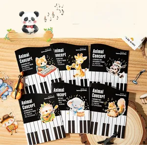 Detail of PET animal stickers featuring music theme with 15 pieces of cute planner decor