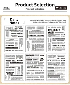 Détails d'autocollants PET vintage pour scrapbooking avec citations inspirantes