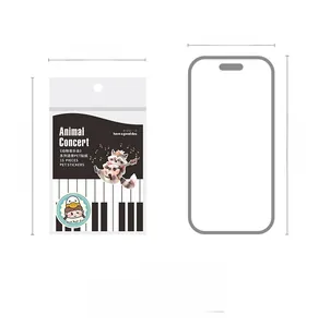 Size guide for animal concert PET stickers showing package dimensions with phone reference