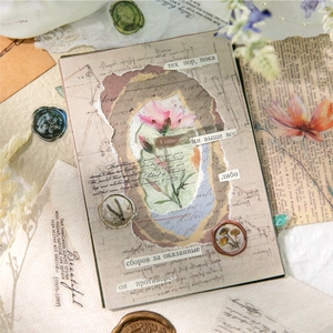 Vintage floral collage stickers with 40 sheets for creative journal scrapbooking
