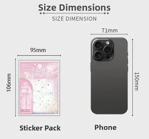 Confronto dettagliato delle dimensioni degli adesivi PET Light Moment da 95mm per 106mm