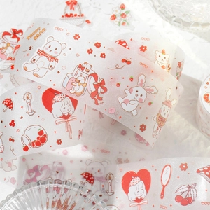 Sparkling PET tape featuring cute teddy bear and dessert motifs for journaling decoration