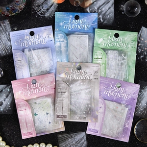 Adesivi Onirici Olografici Laser Materiale per Scrapbooking Farfalle Stelle Serie Light Moment DIY Decorativi in PET