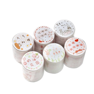 Set of 6 cute PET decorative tapes with summer dessert and floral theme illustrations