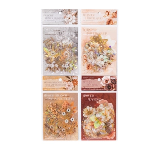 Vintage PET floral stickers pack for scrapbooking featuring 20pcs of waterproof flower decals