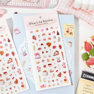 Slow Life Series Daily Theme Decorative Stickers For Scrapbooking DIY Hand Drawn Strawberry Coffee Breakfast Stationery Stickers