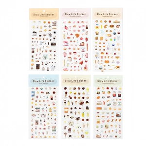 Set of 6 life-themed decorative stickers for DIY scrapbooking featuring daily life motifs