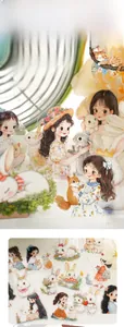 Close-up of translucent PET cartoon pet stickers for journaling and DIY decoration