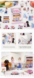 Detailed PET stickers pack with fashion girls and street scenes for DIY phone cases