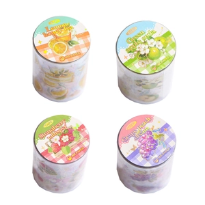 Set nastro washi a tema frutta romantica con disegni di limone, mela, fragola e uva