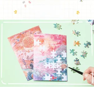 Detail of landscape puzzle stickers for DIY journals with die-cut shapes for easy peeling