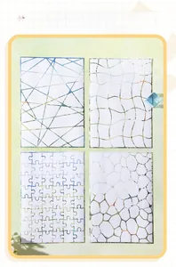 Detail showing geometric and grid pattern DIY stickers for creative journaling scrapbooks