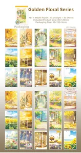 Détail de 30 autocollants de paysages floraux en PET et papier Washi pour scrapbooking