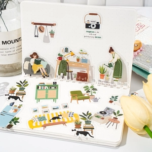 Pegatinas Decorativas de PET Estilo Japonés Para Álbumes de Recortes DIY Diario Papelería Temas de Vida Diaria Ilustraciones de Dibujos Animados