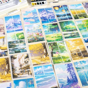 Autocollants artistiques de voyage et paysages naturels pour décoration DIY de scrapbooking