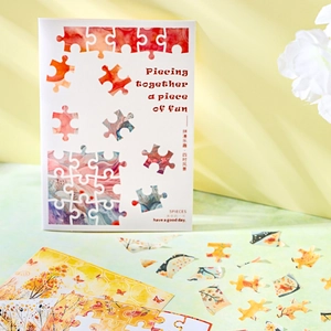 Washi Paper Puzzle Style Scenery Stickers For Scrapbooking DIY Journaling Japanese Zakka Style Decorative Stationery Pack