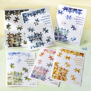 Five-pack set of scenery puzzle stickers for DIY journals with four seasons landscape themes