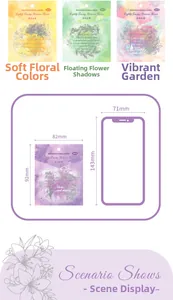 Détail macro d'autocollants fleurs en PET aquarelle avec dorure et aspect semi-transparent