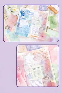 Dettaglio di fogli di carta decorativa acquerello pastello per scrapbooking e fai-da-te