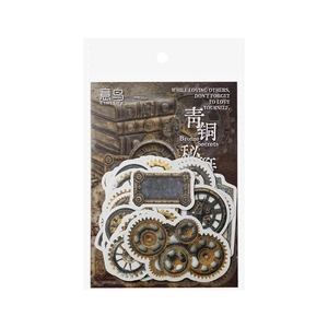 Steampunk bronze gear and clock stickers pack for DIY journals and industrial crafts