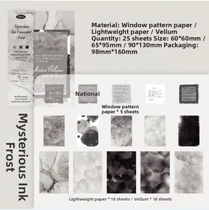 Dettaglio del set di carta decorativa vintage in stile inchiostro con marmo e testo