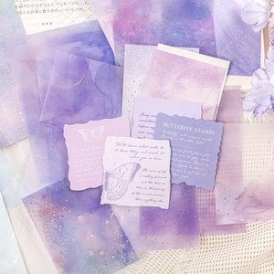 Set di 25 fogli di carta decorativa viola pastello con farfalle per scrapbooking fai-da-te
