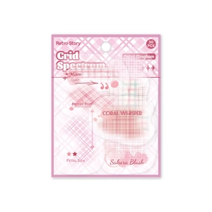 Retro Story 30pcs pink plaid decorative stickers for journaling and DIY crafts