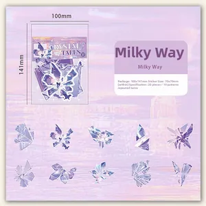 Detail view of Milky Way crystal-textured butterfly stickers with size dimensions