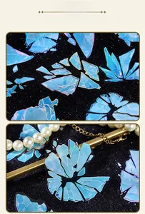 Detailed macro view of holographic iridescent ice crystal stickers for DIY crafts