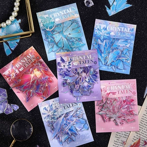20PCS Crystal Tales PET Stickers Laser Silver Foil Stamping Fragmented Crystal Shapes For DIY Journal Planner Decoration