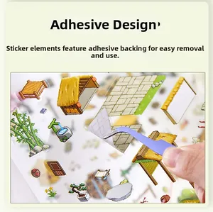 Close-up of 3D architectural stickers with adhesive backing and blue tweezers