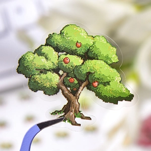 3D pixel art fruit tree stickers with tweezers for creative scrapbooking decoration