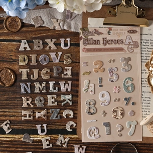 Pegatinas vintage de letras y números para manualidades DIY, juego de 2 hojas