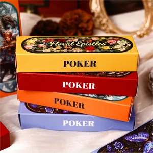 Retro poker cards set with floral epistles design in four colors for DIY scrapbooking