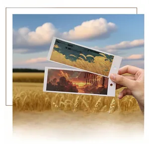 Artistic landscape bookmarks featuring wheat fields and sunset on high-quality paper