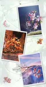 Macro shot of seasonal tree stickers with transparent PET material and vivid nature details