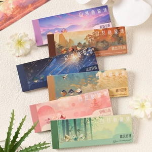 Nature imagery long stickers featuring scenic landscapes in 6 elegant color themes