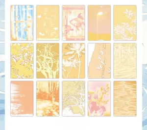 Vue détaillée de 15 autocollants en papier calque aux motifs de nature artistique