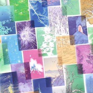 Stickers translucides artistiques pour scrapbooking avec motifs de volcans et de feux d'artifice
