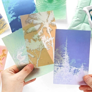 Set de papier scrapbooking paysage artistique naturel avec texture mate et motifs de palmiers