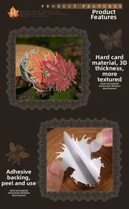 Detailed view of 3D maple leaf cardstock stickers with self-adhesive backing for scrapbooking